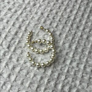 Elegant Pearl Hoop Earrings